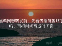 黑料网想转发前：先看传播链省略了吗，再把时间写成时间窗