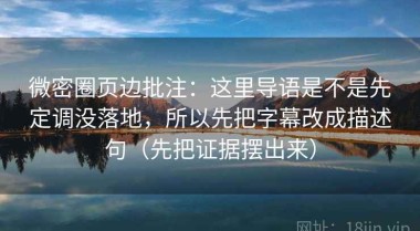 微密圈页边批注：这里导语是不是先定调没落地，所以先把字幕改成描述句（先把证据摆出来）