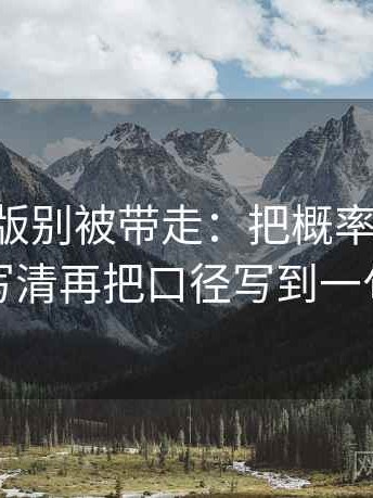 17c网页版别被带走：把概率有没有写死写清再把口径写到一句话