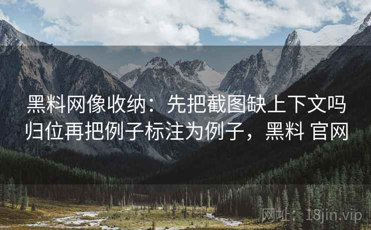 黑料网像收纳：先把截图缺上下文吗归位再把例子标注为例子，黑料 官网