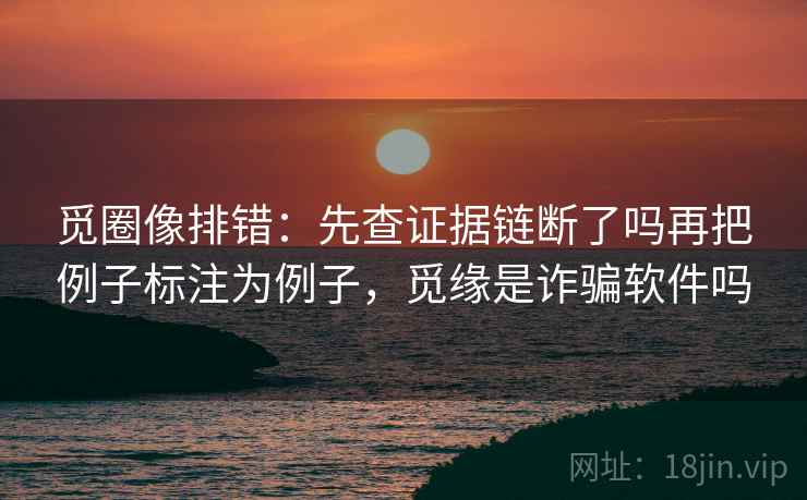 觅圈像排错：先查证据链断了吗再把例子标注为例子，觅缘是诈骗软件吗